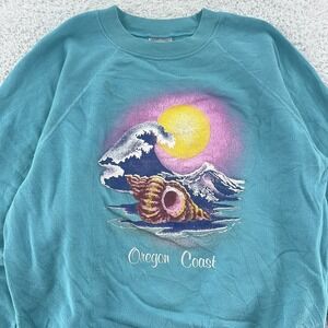 Vintage Oregon Coast Sweatshirt S/M Hanes Wave‎ Shell Sunset 90s Beach Surf